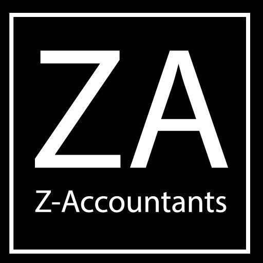 cropped-logo-zaccountants Logo with the letters "ZA" in a square outline above the text "Z-Accountants" on a black background.